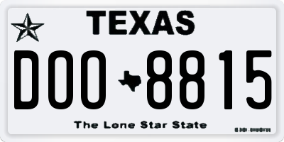 TX license plate DOO8815