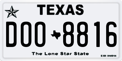 TX license plate DOO8816