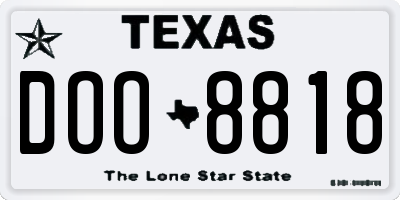 TX license plate DOO8818