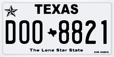 TX license plate DOO8821