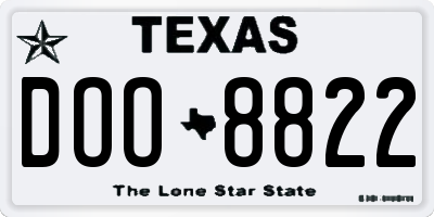 TX license plate DOO8822