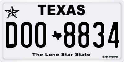 TX license plate DOO8834
