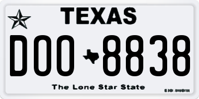 TX license plate DOO8838