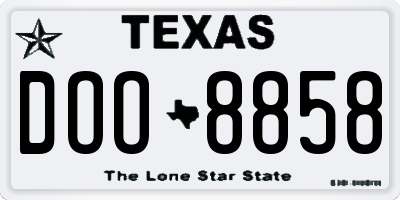 TX license plate DOO8858