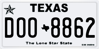 TX license plate DOO8862