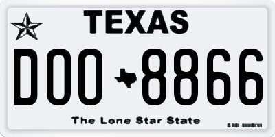 TX license plate DOO8866