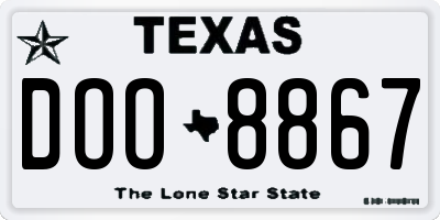 TX license plate DOO8867