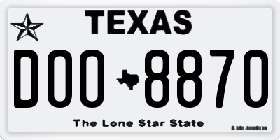 TX license plate DOO8870