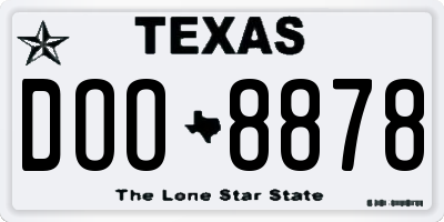 TX license plate DOO8878