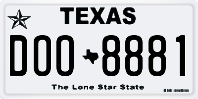 TX license plate DOO8881