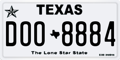 TX license plate DOO8884