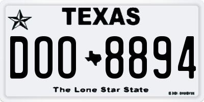 TX license plate DOO8894