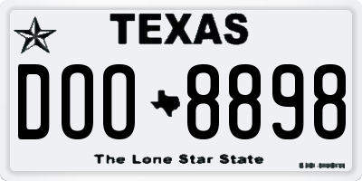 TX license plate DOO8898