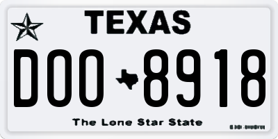 TX license plate DOO8918