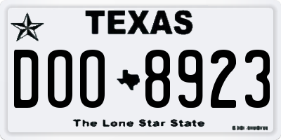 TX license plate DOO8923