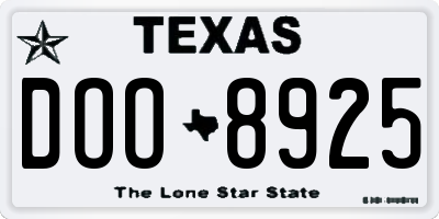 TX license plate DOO8925