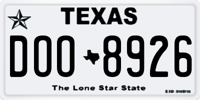 TX license plate DOO8926