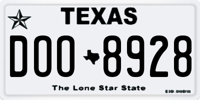 TX license plate DOO8928