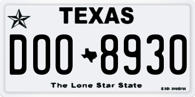 TX license plate DOO8930