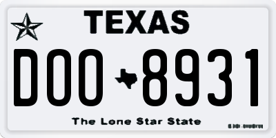 TX license plate DOO8931