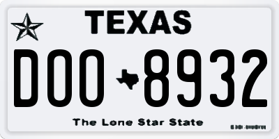 TX license plate DOO8932