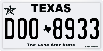 TX license plate DOO8933