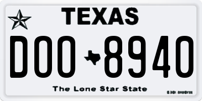TX license plate DOO8940