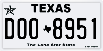TX license plate DOO8951