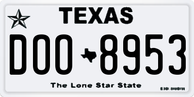 TX license plate DOO8953