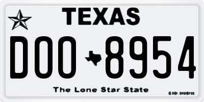 TX license plate DOO8954