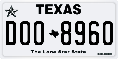 TX license plate DOO8960