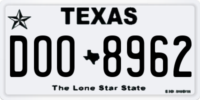 TX license plate DOO8962