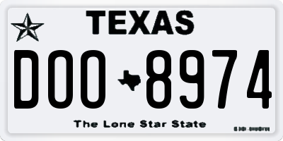 TX license plate DOO8974