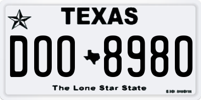 TX license plate DOO8980