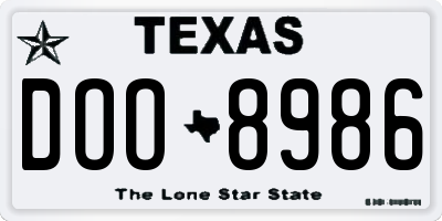 TX license plate DOO8986