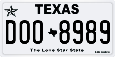 TX license plate DOO8989