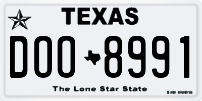 TX license plate DOO8991