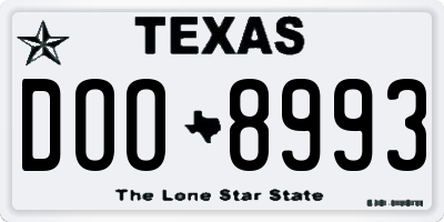 TX license plate DOO8993