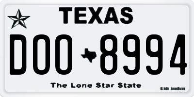 TX license plate DOO8994