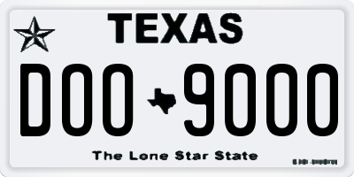 TX license plate DOO9000