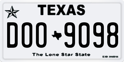 TX license plate DOO9098