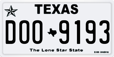 TX license plate DOO9193