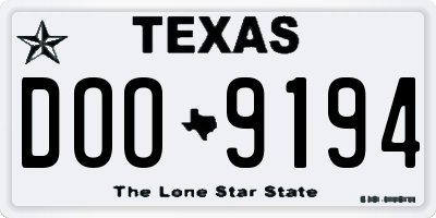 TX license plate DOO9194