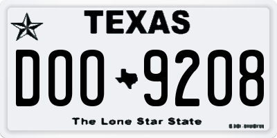 TX license plate DOO9208