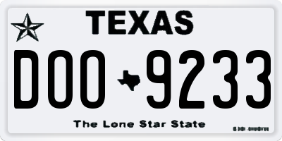 TX license plate DOO9233