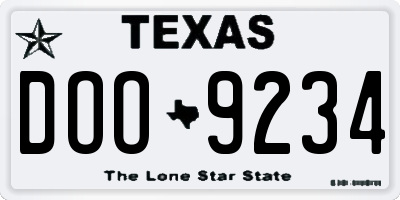 TX license plate DOO9234