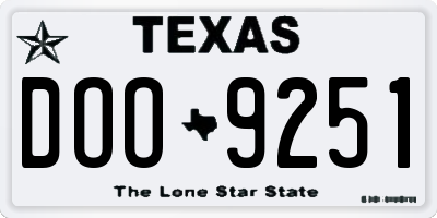 TX license plate DOO9251