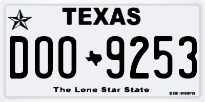TX license plate DOO9253