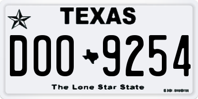 TX license plate DOO9254