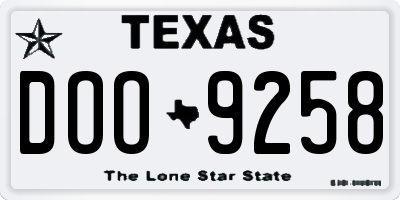 TX license plate DOO9258